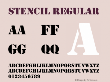 Stencil Regular Version 1.15 Font Sample