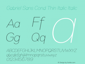 Gabriel-Sans-Cond-Thin-Italic Version 1.000图片样张