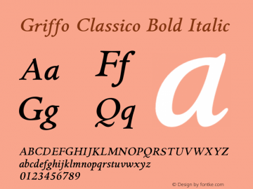 Griffo Classico Bold Italic Version 1.00图片样张