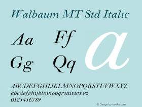 Walbaum MT Std Italic Version 1.040;PS 001.003;Core 1.0.38;makeotf.lib1.6.5960图片样张