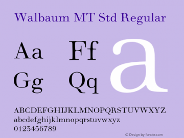 Walbaum MT Std Regular Version 1.041;PS 001.003;Core 1.0.38;makeotf.lib1.6.5960 Font Sample