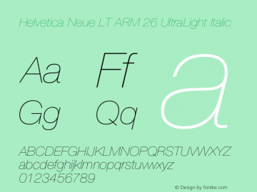 Helvetica Neue LT ARM 26 UltLt It Version 1.00图片样张