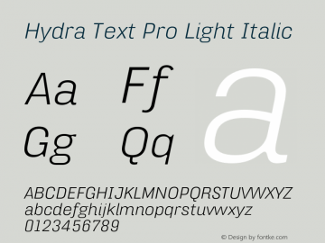 HydraTextPro-LightItalic Version 7.504; 2012; Build 1021图片样张