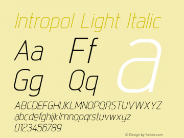 Intropol-LightItalic 1.000图片样张