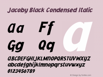 Jacoby Black Condensed Italic Version 1.00图片样张