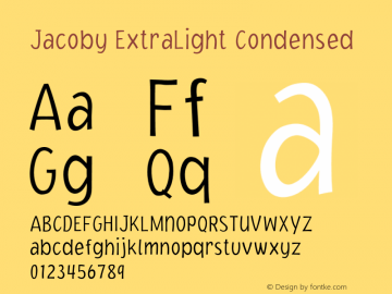 Jacoby ExtraLight Condensed Version 1.00图片样张