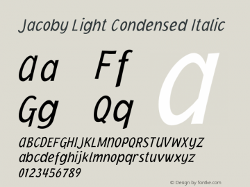Jacoby Light Condensed Italic Version 1.00图片样张