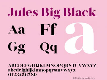 Jules Big Black Version 1.001;PS 001.001;hotconv 1.0.70;makeotf.lib2.5.58329图片样张