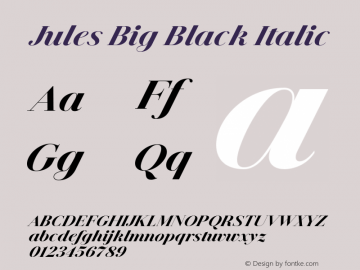 Jules Big Black Italic Version 1.001;PS 001.001;hotconv 1.0.70;makeotf.lib2.5.58329图片样张