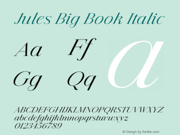 Jules Big Book Italic Version 1.001;PS 001.001;hotconv 1.0.70;makeotf.lib2.5.58329图片样张