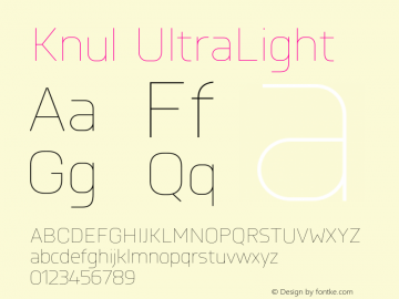 Knul-UltraLight Version 1.001;PS 001.001;hotconv 1.0.56;makeotf.lib2.0.21325图片样张