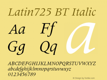 Latin725 BT Italic Version 1.01 emb4-OT图片样张