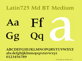 Latin725 Md BT Medium Version 1.01 emb4-OT图片样张