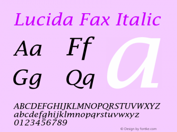 Lucida Fax Italic Version 1.00图片样张