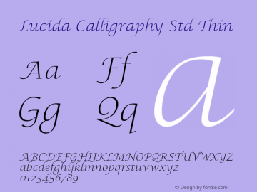 Lucida Calligraphy Std Thin Version 1.00图片样张