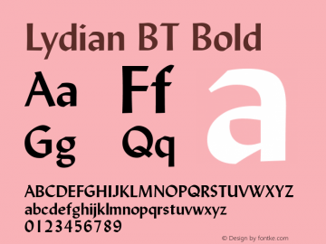 Lydian BT Bold Version 1.01 emb4-OT图片样张