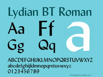 Lydian BT Roman Version 1.01 emb4-OT图片样张