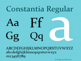 Constantia Regular Version 5.50 Font Sample