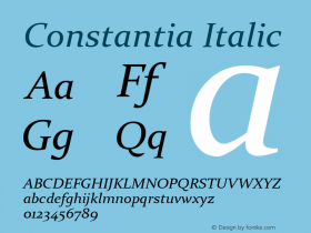 Constantia Italic Version 5.50 Font Sample