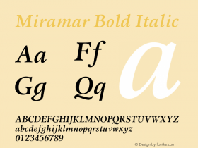 Miramar Bold Italic Version 1.00图片样张