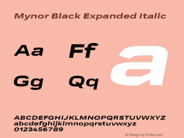 Mynor Black Expanded Italic Version 001.000 January 2019图片样张