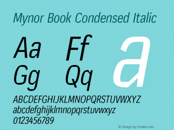 Mynor Book Condensed Italic Version 001.000 January 2019图片样张