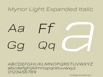 Mynor Light Expanded Italic Version 001.000 January 2019图片样张