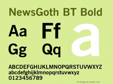 NewsGoth BT Bold Version 1.01 emb4-OT图片样张