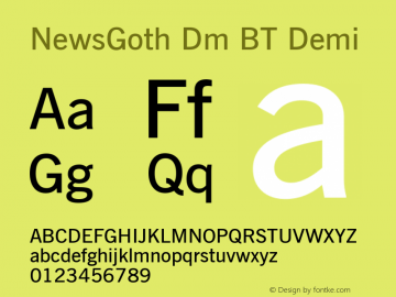 NewsGoth Dm BT Demi Version 1.01 emb4-OT图片样张