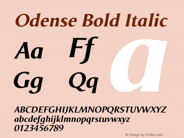 Odense Bold Italic Version 1.00图片样张