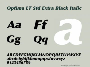 OptimaLTStd-XBlackItalic Version 1.000 Build 1000图片样张