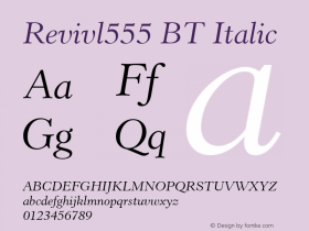 Revivl555 BT Italic Version 1.01 emb4-OT图片样张