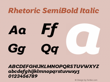 Rhetoric SemiBold Italic Version 2.000;FEAKit 1.0图片样张