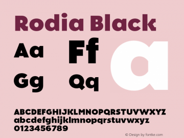 Rodia Black Version 1.000;hotconv 1.0.109;makeotfexe 2.5.65596图片样张