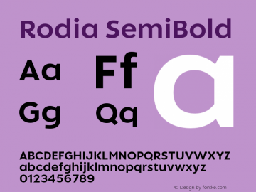 Rodia SemiBold Version 1.000;hotconv 1.0.109;makeotfexe 2.5.65596图片样张