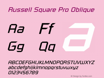 RussellSquarePro-Oblique Version 1.000 Build 1000图片样张