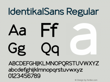 IdentikalSans Regular Macromedia Fontographer 4.1.5 28/4/04 Font Sample