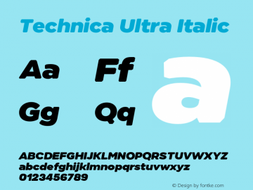 Technica Ultra Italic Version 1.000;hotconv 1.0.109;makeotfexe 2.5.65596图片样张