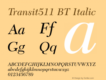 Transit511 BT Italic Version 1.01 emb4-OT图片样张