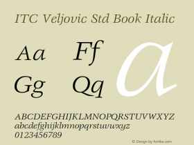 ITC Veljovic Std Book Italic Version 3.00 Build 1000图片样张