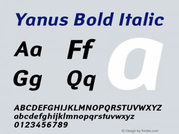 Yanus Bold Italic Version 1.000;PS 001.001;hotconv 1.0.38图片样张