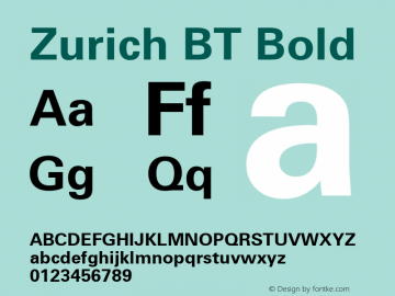 Zurich BT Bold Version 1.02图片样张