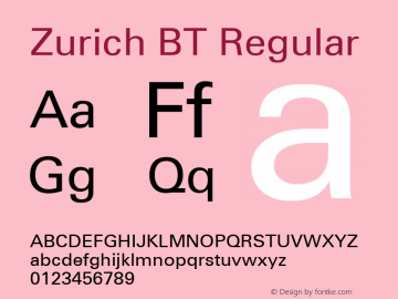 Zurich BT Regular Version 1.03图片样张