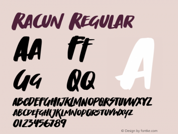 Racun Version 1.00;February 17, 2022;FontCreator 13.0.0.2683 64-bit图片样张