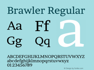 Brawler Regular Version 1.101; ttfautohint (v1.8.3)图片样张
