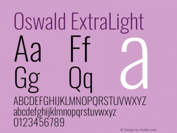 Oswald ExtraLight Version 4.102图片样张