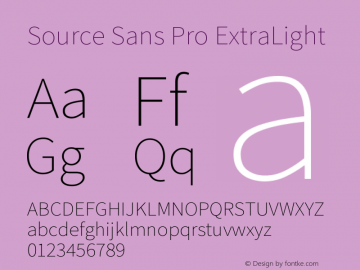 Source Sans Pro ExtraLight Version 2.045;hotconv 1.0.109;makeotfexe 2.5.65596图片样张