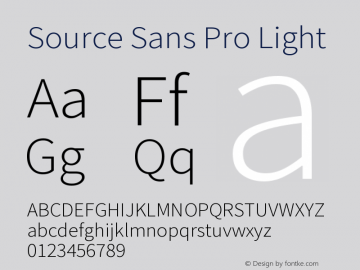 Source Sans Pro Light Version 2.045;hotconv 1.0.109;makeotfexe 2.5.65596图片样张