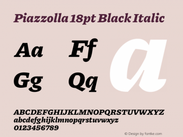 Piazzolla 18pt Black Italic Version 2.005图片样张