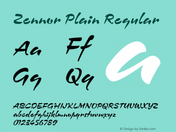 Zennor Plain Regular 1.0 Font Sample